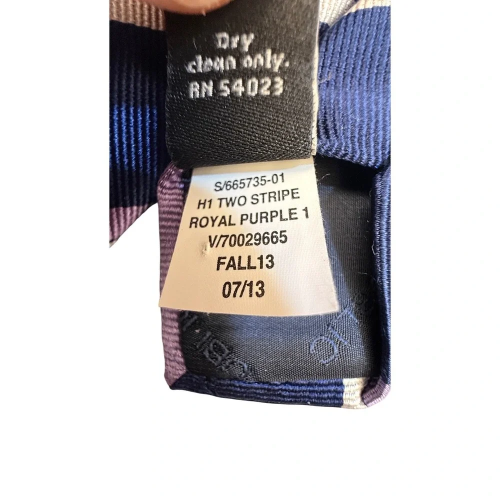 Banana Republic Mens‎ Silk Tie Navy Blue Purple White Stripe